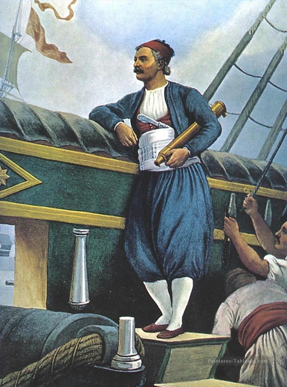 L’amiral Andrea Miaoulis à bord de la guerre historique Peter von Hess Peintures à l'huile